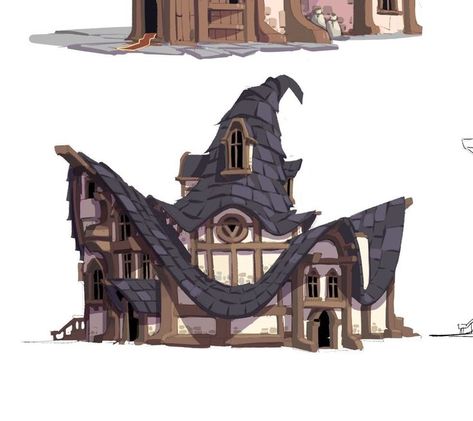 Cottage Concept Art, Fantasy House Concept, Minecraft Concept, Witch Cabin, Witch Hut, Fantasy Buildings, Witches Cottage, Witchy House, Witches House