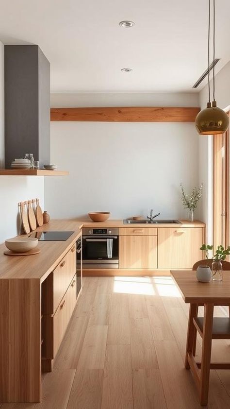 Essential Elements of Japandi Kitchen Design Japandi Kitchen Design, Japandi Kitchen, Home And Decor, Japanese Minimalism, Japanese Kitchen, Handcrafted Decor, Cozy Farmhouse, Design Essentials, Stone Countertops