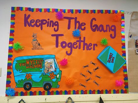 Ra Bulletin Boards Scooby Doo, Scooby Doo Bulletin Board Ideas, Scooby Doo Classroom Door, Scooby Doo Ra Bulletin Board, Scooby Doo Door Decoration, Scooby Doo Ra Theme, Scooby Doo Classroom, Scooby Doo Bulletin Board, Scooby Doo Classroom Theme