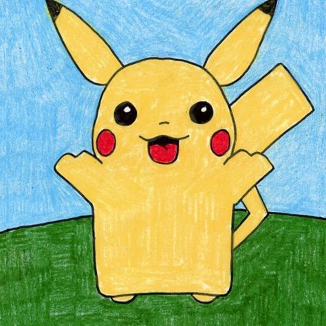 Draw Pikachu, Pikachu Coloring Page, Diwali Drawing, معرض فني, Pikachu Drawing, Pikachu Art, Art Projects For Kids, Easy Drawing Tutorial, Easy Drawings For Kids