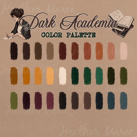 Dark Academia Pallete Color, Moody Victorian Color Palette, Dark Academia Illustration Art, Victorian Home Color Palette, Moody Maximalist Color Palette, Victorian Gothic Color Palette, Dark Academia Color Scheme, Crochet Dark Academia, Dark Academia Colour Palette