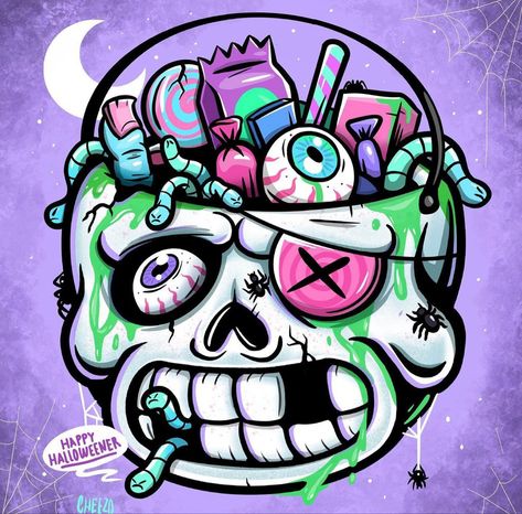 Graffiti Skull Drawing, Halloween Graffiti Art, Drippy Skull Drawing, Doodles Spooky, Cartoon Skull Painting, Horror Graffiti, Skull Grafitti Art, Graffiti Collage, Stickers Horror