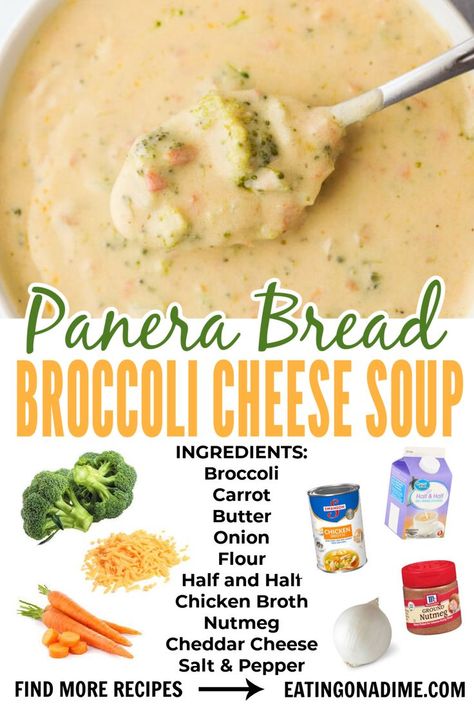 Panera Broccoli Cheese Soup Recipe, Broccoli Cheese Soup Panera, Copycat Panera Broccoli Cheddar Soup, Broccoli Cheese Soup Recipe, Panera Recipes, Broccoli Cheddar Soup Recipe, Cheddar Soup Recipe, Cheese Soup Recipe, Copycat Panera