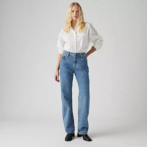 501® '90s Women's Jeans - Medium Wash | Levi's® CA 501 90s Jeans, Ribcage Jeans, Levi 501, 90s Jeans, Levi Jeans Women, Relaxed Jeans, Levi’s 501, Loose Jeans, Tapered Jeans