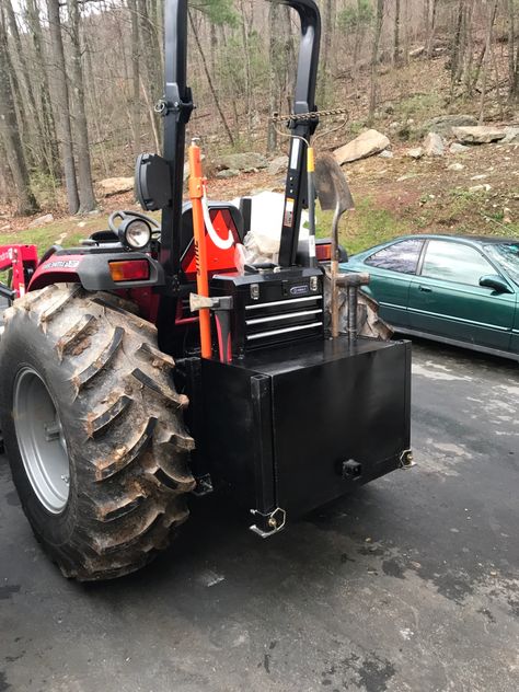 The Best Home-Built Tractor Add-Ons of 2018, Ranked - TractorByNet Tractor Tool Box Ideas, Tractor Hacks, Tractor Canopy, Tractor Weights, Compact Tractor Attachments, Farm Hacks, Homemade Tractor, Landscaping Equipment, Big Machines