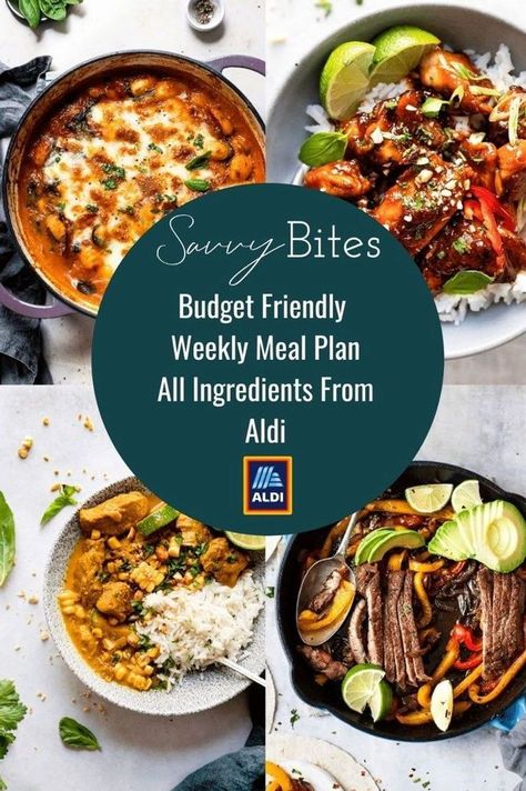 This easy meal plan has 7 healthy dinner recipes to help you plan "what's for dinner this week". Stay within your grocery budget by getting everything from your local ALDI grocery store. Aldi Meal Prep, Savvy Bites, Aldi Meals, Easy Recipes For Dinner, Recipe Planner, Weekly Dinner Menu, Aldi Meal Plan, Aldi Recipes, Aldi Shopping