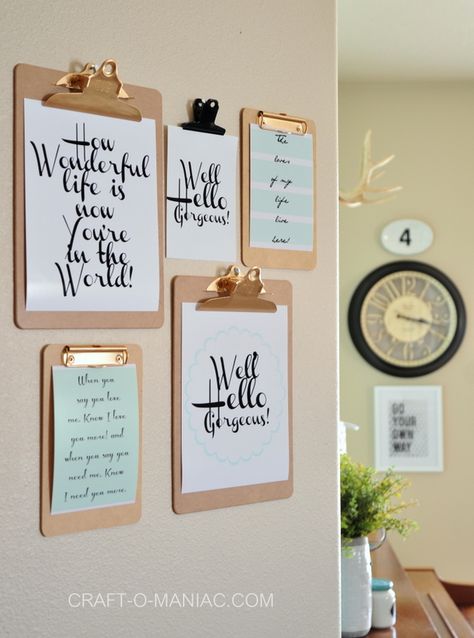 DIY Make Your Own Home Office - Craft-O-Maniac Dollar Tree Office Decor, Dollar Tree Office, Clipboard Wall, Diy Projects For Bedroom, Diy Wall Decor For Bedroom, Boho Office, Office Decor Ideas, Diy Desk Decor, Diy Wand