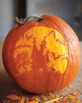 pumpkin Pumpkin Etching, Martha Stewart Halloween, Pumpkin Carving Party, Pumpkin Uses, Traditional Pumpkin, Pumpkin Carving Designs, Pumpkin Carving Patterns, Carved Pumpkin, Pumpkin Carvings Stencils