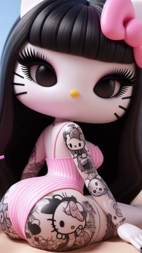 Hello Kitty Custom, Aesthetic Profile Picture Cartoon Soft, Images Hello Kitty, Whatsapp Wallpaper Cute, Tattoos For Women Half Sleeve, Hello Kitty Images, Female Cartoon Characters, Doll Aesthetic, Big Eyes Art