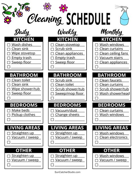 Cleaning Schedule With Pets, Room Cleaning Checklist, Simple Cleaning Checklist, Cleaning Checklist Printable Free, Home Cleaning Schedule, Clean Room Checklist, Monthly Cleaning Schedule, Cleaning Schedule Templates, Monthly Cleaning