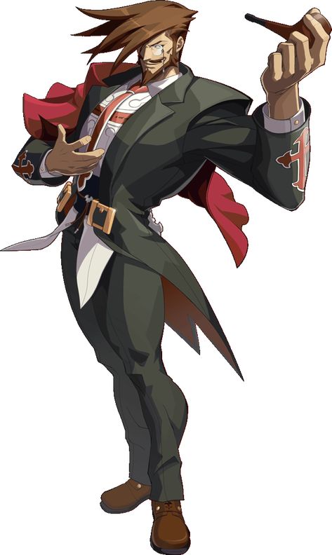 Slayer (スレイヤー, Sureiyā) is a playable character in the Guilty Gear franchise, who made his first appearance in Guilty Gear XX. He is the first, and so far, only vampire in the Guilty Gear series. A charming, refined and somewhat erudite man, Slayer exudes class, but that is not to say he doesn't enjoy combat. Although he is technically not a part of the on-goings of the Guilty Gear world, he often offers advice to other characters, and has grown somewhat attached to their world. Slayer has... Guilty Gear Xrd, The Guilty, Guilty Gear, Game Character Design, Character Design Male, Video Game Characters, Character Portraits, Game Character, Character Design Inspiration