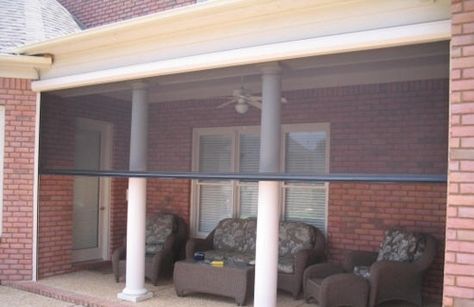 Privacy Screen For Deck, Front Deck Ideas, Retractable Screen Porch, Retractable Patio Screens, Exterior Blinds, Privacy Screen Deck, Screened In Porch Diy, Screen Installation, Retractable Screens