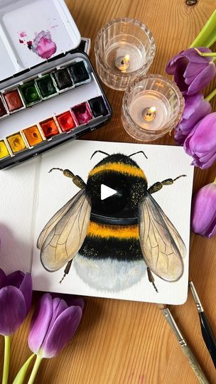 6.1K views · 1K reactions | Paint a bumblebee with me 🐝🌸

#insects #aquarelle #watercolorpainting #artist #drawings #watercolor #painting #sketchbook #artistoninstagram #bumblebee #doodleart #paintingart #galleryart #artdaily #erdhummel #hummel #illustrationoftheday #instaartwork #dailyarts #instapaint #instaart #watercolorartist #painting #watercolorgallery #art #watercolours #kunst #Aquarell #insect | ♡ Stefanie | Watercolor Artist | Culpeo · Sights Bumblebee Painting, Painting Sketchbook, Instagram Painting, Watercolor Ideas, Watercolor Paintings Tutorials, April Showers, Watercolor Artist, Daily Art, Painting Tutorial