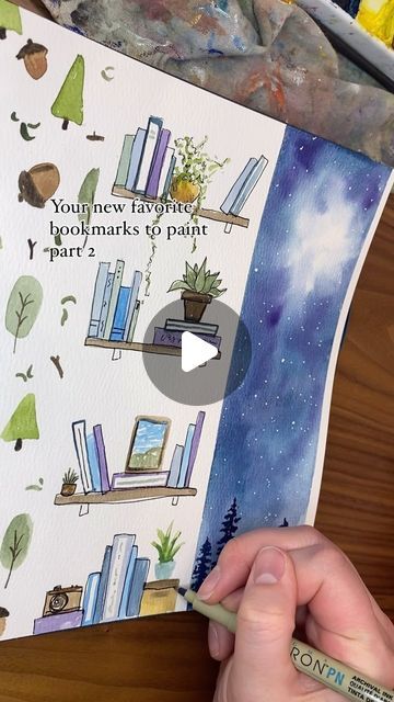 Alyssa Whetstone | Finding Joy in Watercolor on Instagram: "Painting books never gets old. This one has ENDLESS possibilities. Give it a try and show me what you decide to put on your bookshelf! * #watercolorist #watercolorpainting #penandwatercolor #mnartist #minnesotaartist #watercolorart #watercolorreels #watercolor_daily #artskillplace #artnerd #artteacher #watercolorillustration #madeinminnesota #alyssawhetstoneart #watercolorbookmarks #watercolorbook #booklover #watercolortips #watercolortechniques #watercolortutorial #learntopaint #watercolor_blog #watercolortimelapse #beginnerwatercolor #easywatercolor #watercolorforbeginners" Watercolor Bookshelf Painting, Painted Bookshelves, Painting Books, Watercolor Blog, Watercolor Beginner, Instagram Painting, Diy Techniques, Watercolor Tips, Watercolor Books