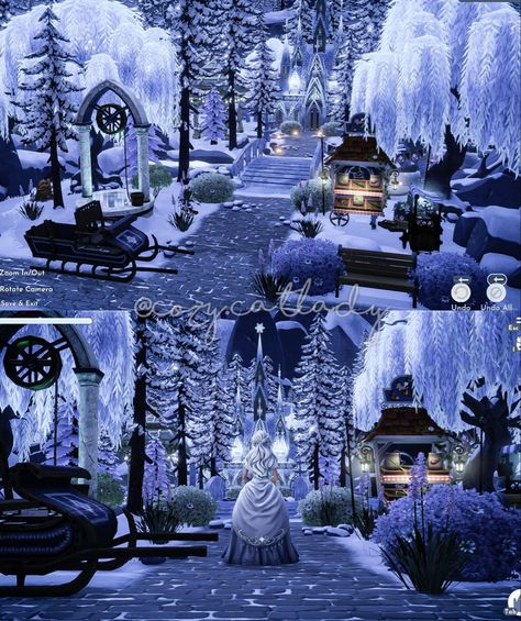 Disney Dreamlight Valley Anna House, Frosted Heights Design, Ddv Frosted Heights Ideas, Disney Dreamlight Frosted Heights, Disney Dreamlight Valley Mickeys House, Dreamlight Valley Elsa House, Dreamlight Valley Frozen Heights, Disney Dreamlight Valley Chez Remy Ideas, Disney Dreamlight Valley Goofy Stall