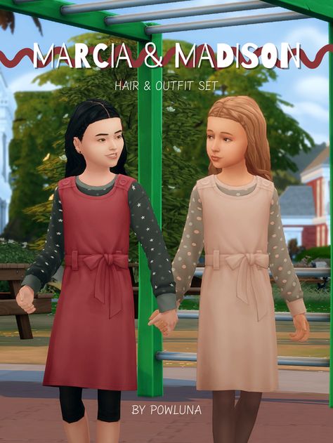 MARCIA & MADISON Set | Patreon Sims 4 Child Cc Maxis Match, Sims 4 Kids Cc, Sims Design, Cc Clothing, Kids Maxi, Cc Packs, Sims 4 Cc Kids Clothing, Sims Packs, Sims 4 Children