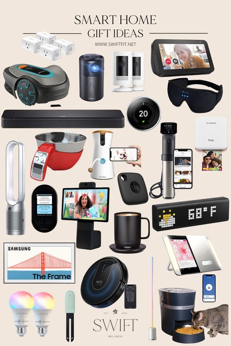 53 Cool Tech Gifts To Create The Ultimate Smart Home | Swift Wellness Tech Savvy Home, Home Smart Technology, Electronic Must Haves, Amazon Smart Home, Must Have Electronics, Smart Devices For Home, Smart Home Decor, Smart Home Technology Gadgets, Smart Ideas For Home