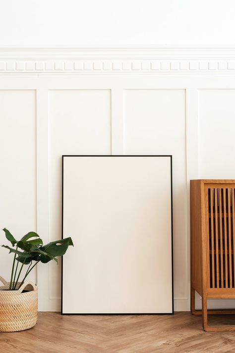 Blank picture frame on parquet floor | premium image by rawpixel.com / Teddy Rawpixel Blank Picture, Clean Interior Design, Mockup Ideas, Gallery Wall Mockup, Android Wallpaper Black, Wall Art Mockup, Parquet Floor, Free Wall Art, Art Mockup