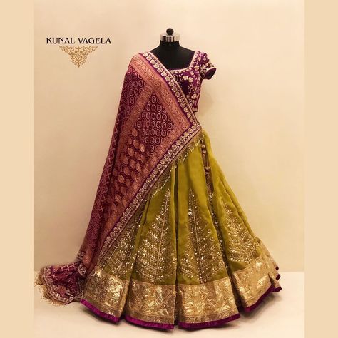 No photo description available. Kunal Vagela Lehenga, Green Organza Lehenga, Organza Bridal, Rajasthani Dress, Rajputi Dress, Choli Dress, Organza Lehenga, Lehenga Gown, Lehnga Dress