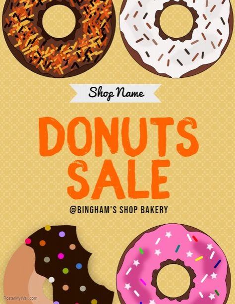 Donut Flyer Design, Donut Sale Poster, Donut Business, Donut Delivery, Donut Pictures, Donut Printable, Donut Logo, Donut Art, Flower Graphic Design