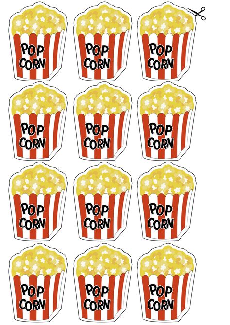 Popcorn Images Free Printable, Popcorn Party Decorations, Popcorn Printable, Popcorn Stickers, Fun Popcorn, Popcorn Theme, Movie Theme Birthday Party, Cinema Party, Carnival Crafts