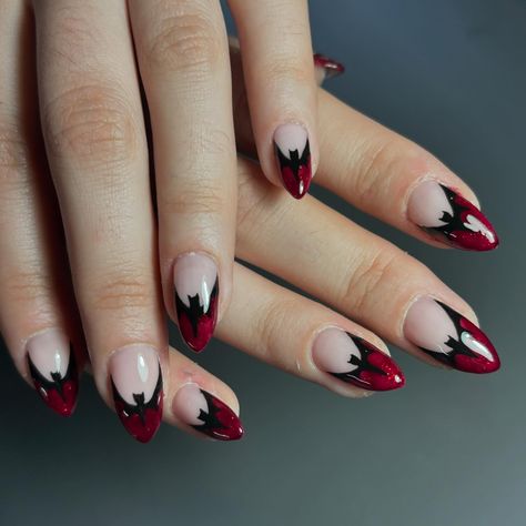 Spooky season is here! Bat-frenchies for lovely Maria. Thanks babe! 💋🦇 #spookyseason #halloweennails #halloweennailart #batnails #batnailart #glitternails #frenchmanicure #biabnails #naturalnails #handpaintednailart #rotterdamnails #010nailartist #cameleonclaws Bat Nail Art, Bat Nails Art, Bat Nails, Nail Colours, Painted Nail Art, Santa Hats, Colorful Nail Designs, Halloween Nail Art, French Manicure