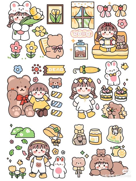 Kawaii Korean Stickers Printable, Stiker Kawaii Cute, Cute Stickers Printable Kawaii Stamps, Kawaii Stickers Printable, 2023 Image, Garcia Lopez, Maria Garcia, Kpop Stickers, Cute Easy Doodles