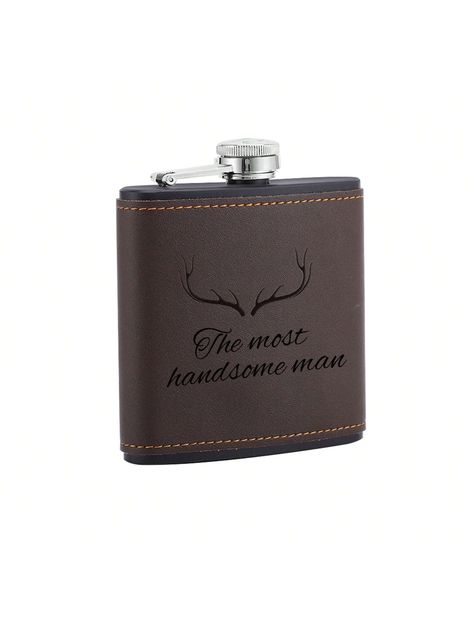 1PC Personalized Groomsman Flasks, Leather Wrapped, Engraved Flask, Engraved Groomsmen Flask, Gift For Him, Wedding Present, Custom Flask, Flask Dark Brown    Stainless Steel     Kitchen & Dining, size features are:Bust: ,Length: ,Sleeve Length: Groomsmen Flask, Custom Flask, Engraved Flasks, Custom Wine Glasses, Wine Making, Stainless Steel Kitchen, Leather Wraps, Wine Glasses, Flask