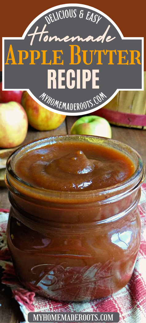 Capture the essence of fall with this Easy Apple Butter Recipe! Made with a time-saving shortcut, this homemade apple butter is perfect for spreading on toast, stirring into oatmeal, or gifting in jars. Enjoy the rich, spiced flavors of autumn without all the prep work. #AppleButter #EasyRecipes #FallFlavors #Homemade #Preserving #Applesauce #HomesteadCooking Makanan Rendah Kalori, Slow Cooker Apple Butter, Homemade Apple Butter, Apple Butter Recipe, Resep Salad, Jam Recipes Homemade, Slow Cooker Apples, Jams And Jellies, Spread Recipes