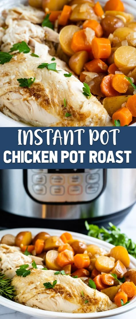 Whole Chicken Dinner, Chicken Pot Roast, Chicken In The Instant Pot, Easy Chicken Dinner, Ip Recipes, Instant Pot Recipes Chicken, Pot Roast Recipes, Instant Pot Dinner Recipes, Instapot Recipes