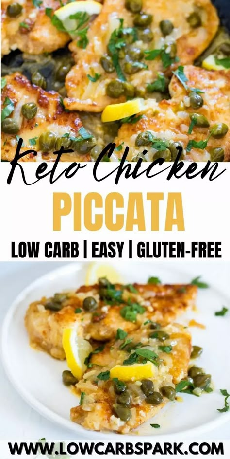 Easy Chicken Piccata - Keto Low Carb Lemon Chicken Recipe Low Carb Lemon Chicken, Keto Chicken Piccata, Easy Chicken Piccata, Lemon Chicken Piccata, Low Fat Low Carb, Low Carb Low Fat Recipes, Lemon Chicken Recipe, Boiled Egg Diet Plan, Low Carb Chicken Recipes