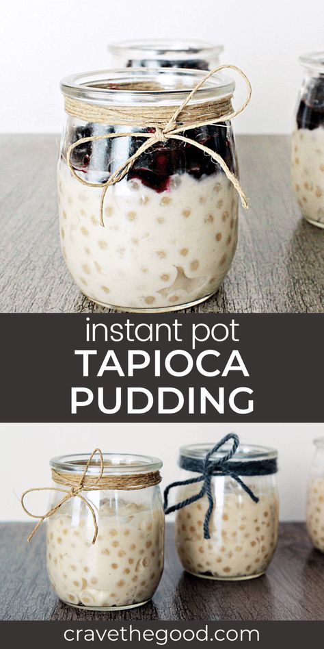 Skip the Minute Tapioca, this easy Instant Pot Tapioca Pudding recipe walks you through how to make tapioca pudding in your pressure cooker from pearls. It features almond milk, coconut milk, and maple syrup for a tasty treat! | Cravethegood.com Dairy Free Tapioca Pudding, Instant Pot Tapioca, Vegan Tapioca Pudding, Tapioca Pudding Recipe, Minute Tapioca, Pudding Recipes Homemade, Tapioca Recipes, Tapioca Pudding, Snack Smoothie