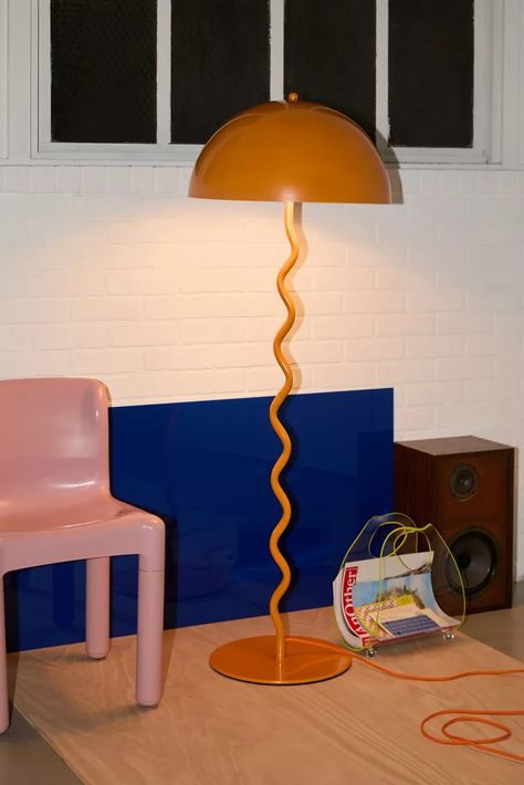 Alora Floor Lamp | Urban Outfitters Funky Floor Lamps, Retro Floor Lamp, Retro Floor Lamps, Funky Lamps, Apartment Lighting, Uo Home, Floor Standing Lamps, Tube Light, Apartment Furniture