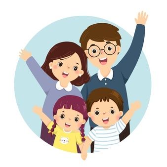 Premium Vector | Illustration cartoon of a portrait of four members happy family raising up hands. parents with kids. 가족 일러스트, Family Vector, Summer Camps For Kids, Family Drawing, Kids Vector, 사진 촬영 포즈, Portrait Cartoon, Family Cartoon, Family Images