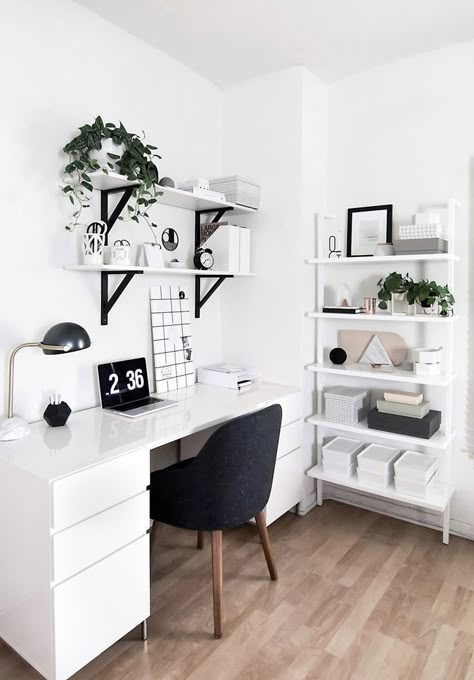 Black And White Home Office, White Desk, Home Office Ideas, Office Inspiration, Home Office Design, Minimalist Bedroom, Design Case, Cheap Home Decor, My New Room