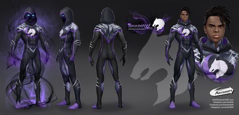 Wolf Superhero Suit, Shadow Superhero, Wolf Superhero, Oc Superhero, Superhero Concept, Hero Concept, Ninja Shadow, Shadow Wolf, Wolf Costume