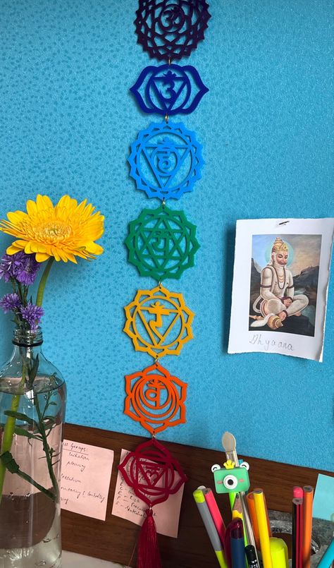 #chakras #pranichealing Glowforge Projects, Pranic Healing, Car Hanging, 7 Chakras, Painted Table, Reiki, Chakra, Angeles, Anime