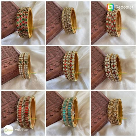 Bangles Photoshoot Ideas, Kundan Clips, Aari Bangles, Silk Thread Earrings Designs, Bangle Making, Indian Bracelets, Hindu Jewelry, Silk Thread Bangles Design, Silk Bangles