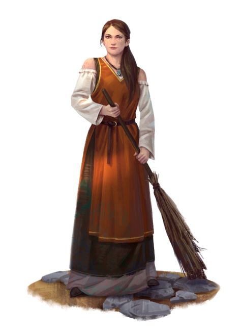 Female Human Commoner - Pathfinder PFRPG DND D&D 3.5 5E 5th ed d20 fantasy Heroic Fantasy, Rpg Map, Dungeons And Dragons Characters, Dnd Art, Medieval Clothing, Female Human, Fantasy Concept Art, Warhammer Fantasy, Fantasy Rpg