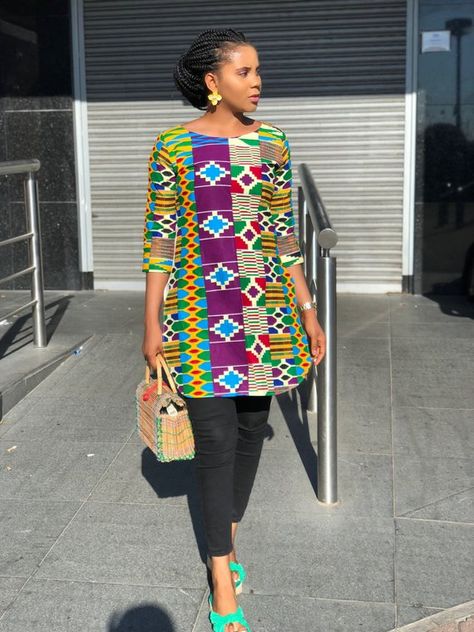 Rosemary African Print Ankara and crepe 2 way top/ tunic | Etsy Wax Styles, African Blouses, Ankara Tops, African Tops, African Print Tops, Best African Dresses, Short African Dresses, African Dresses Modern, African Wear Dresses