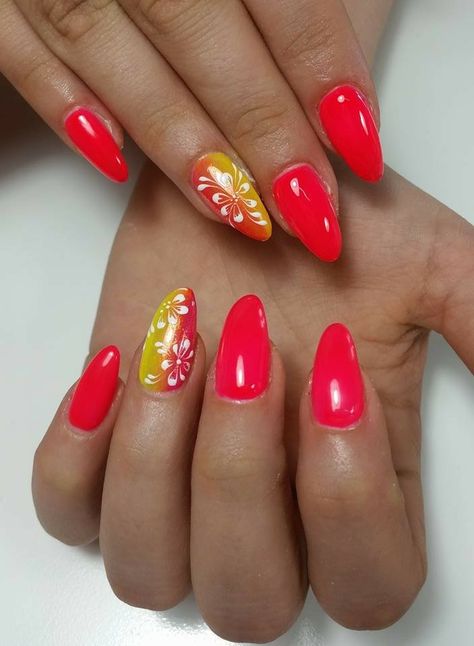 Rosa Fluo di Passione Unghie  Fiori Con il gel Royal Crystal nails e il penello 0 Short Summer Nails 2023 Gel, Gel Summer Nails, Nails 2023 Gel, Make Nails, Summer Nails 2023, Unghie Sfumate, Unghie Nail Art, Glitter Rosa, Fun Snacks For Kids