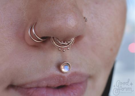 I didn’t pierce Moni’s septum, but I did pick her up some new pretties from the safepiercing conference to stack in her healed one! Shown… | Instagram High Nostril Piercing, Philtrum Piercing, Septum Piercing Jewelry, Lip Piercings, Face Piercings, Cute Ear Piercings, Nose Piercing Jewelry, Facial Piercings, Septum Jewelry