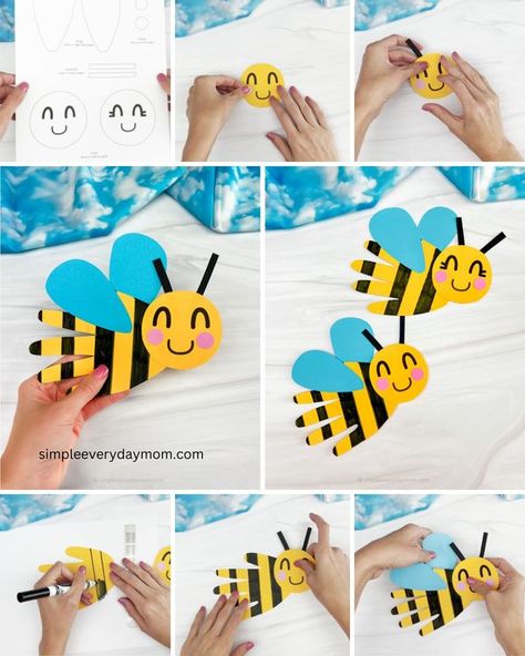 Bee Handprint Craft, Bee Handprint, Heather Hansen, Craft Handprint, Bee Craft, Bee Crafts For Kids, Handprint Craft, Daycare Crafts, Bee Crafts