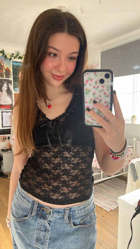 Lace Tank Outfit, Strawberry Necklace, Blue Lace Top, Lacey Tops, Weather Outfits, Tank Outfit, Warm Weather Outfits, Outfit Black, Layering Outfits