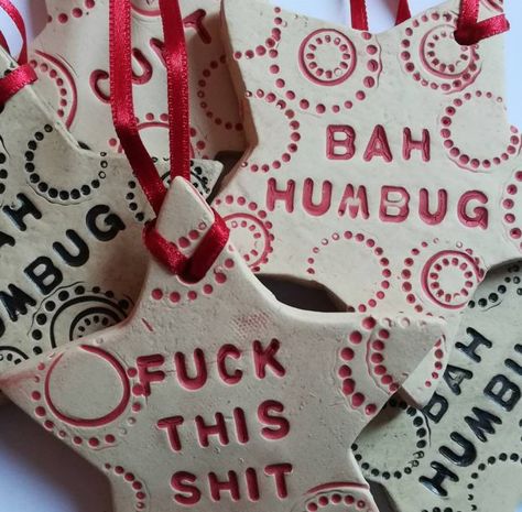 Anti Christmas Decorations, Inappropriate Christmas Ornaments, Funny Christmas Crafts, Sarcastic Christmas Quotes, Creative Ugly Christmas Sweater, Rude Christmas Cards, Bad Christmas, Funny Christmas Decorations, Anti Christmas