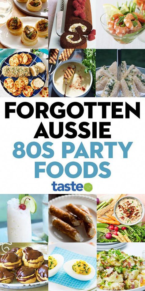 Savoury Finger Food Entertaining, Retro Snacks Parties Food, 80s Finger Food, Australia Party Food, 80s Party Food Appetizers, Aussie Party Food, Retro Party Food Ideas, Savoury Finger Food Easy, 80s Food Party