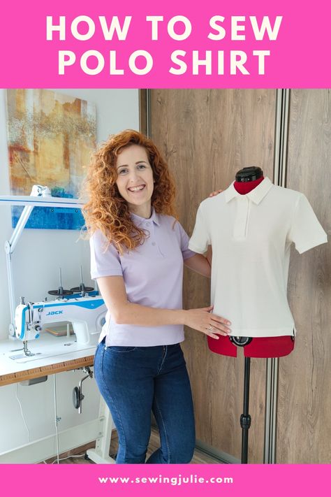 Free sewing tutorial on how to make Polo shirt. Includes pattern drafting. Shirt Sewing Tutorial, Polo Shirt Pattern, Shirt Sewing, Shirt Sewing Pattern, Free Pdf Sewing Patterns, Sewing Tutorials Free, Sewing Class, Pattern Drafting, Sewing Lessons