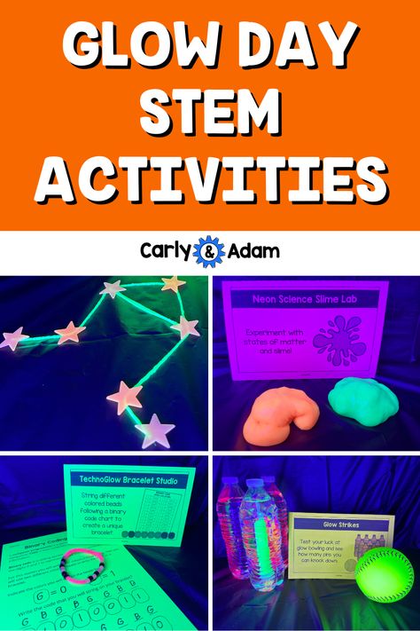 Image of a classroom filled with excited students participating in various glow-in-the-dark STEM activities, including a circuit creation station with glowing dough and a measurement center using glow sticks. Stem Night Activities, Neon Science, Stem Lessons, Glow Day, Stem Classes, Black Lights, Stem Classroom, Stem Teacher, Classroom Transformation