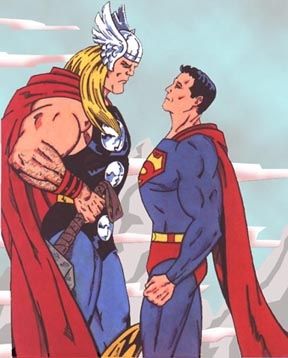 Thor vs. Superman | The Real Juggernaut | Flickr Thor Vs Superman, Sentry Marvel, Thor Comic Art, Marvel And Dc Crossover, Avengers Shield, Black Mustang, Thor Comic, Superman Art, Marvel Vs Dc