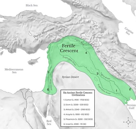 Agriculture in the Fertile Crescent & Mesopotamia - World History Encyclopedia Map Art Illustration, Fertile Crescent, Zagros Mountains, Quarter Moon, Chicago Map, Cradle Of Civilization, Apa Style, Ancient Near East, Persian Gulf